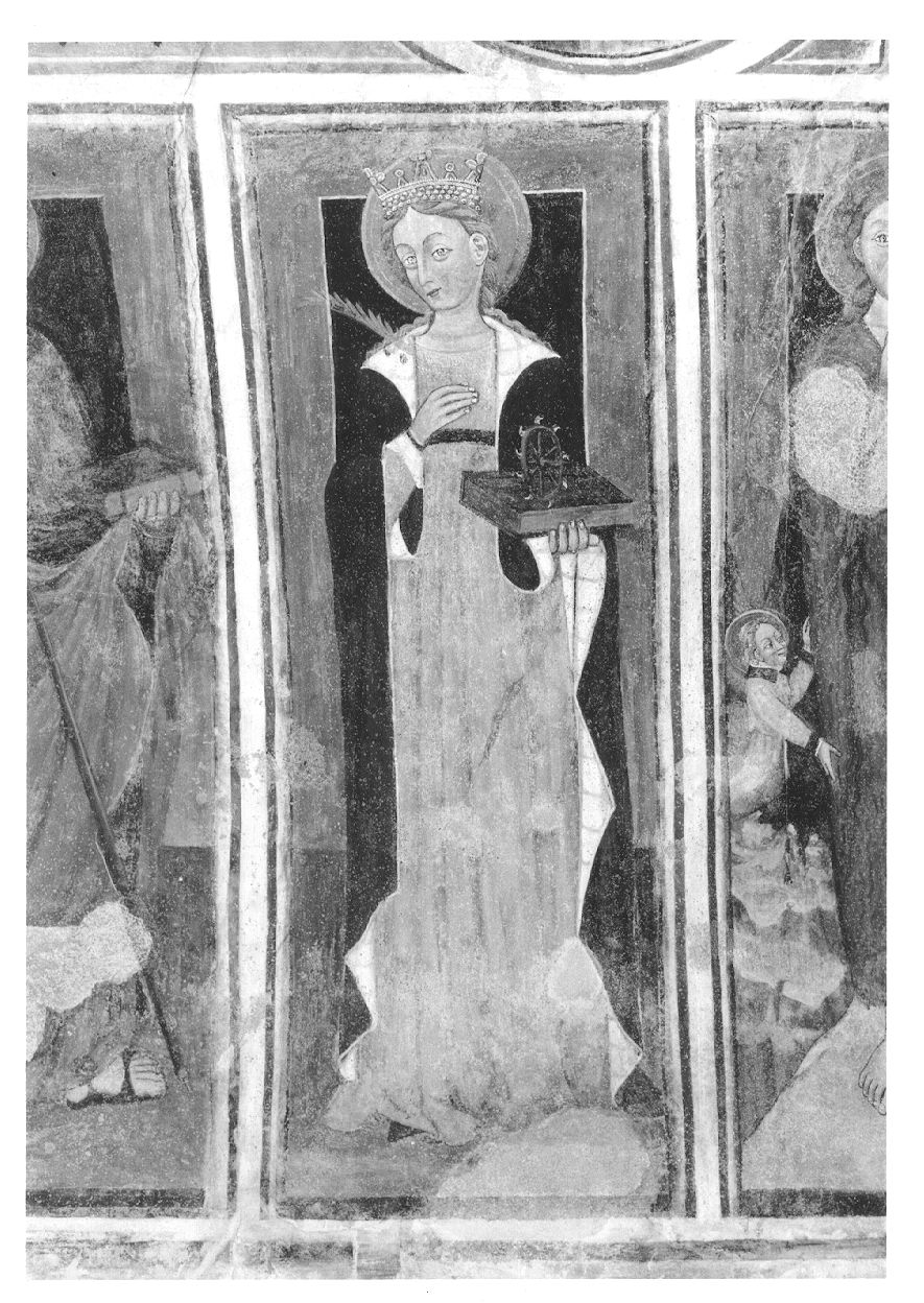 Santa Caterina d'Alessandria con i simboli del martirio (dipinto, complesso decorativo) - ambito monregalese (ultimo quarto sec. XV)