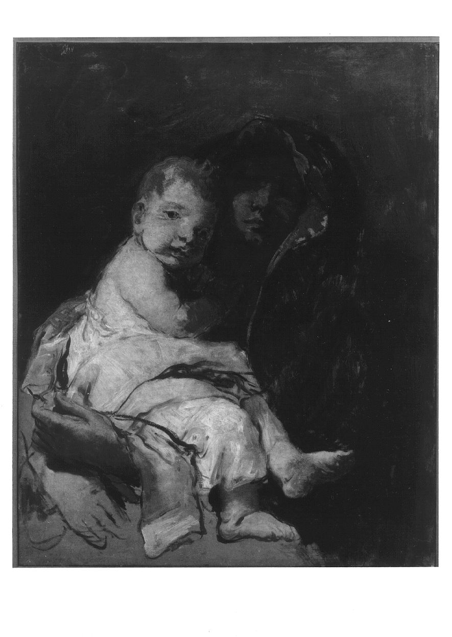 Madonna con Bambino (dipinto, opera isolata) di Morelli Domenico (attribuito) (metà sec. XIX)
