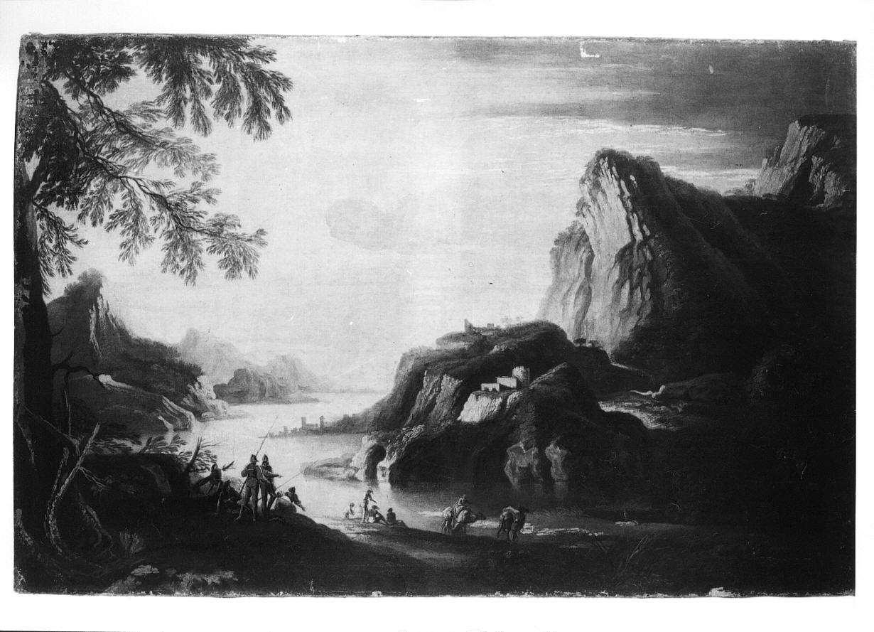 paesaggio fluviale (dipinto, opera isolata) di Roos Filippo detto Rosa da Tivoli (fine/inizio secc. XVII/ XVIII)