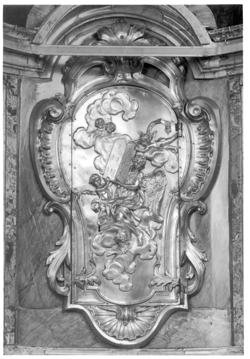 angeli con le tavole della legge (sportello di tabernacolo, opera isolata) - ambito della Valsesia (inizio sec. XIX)