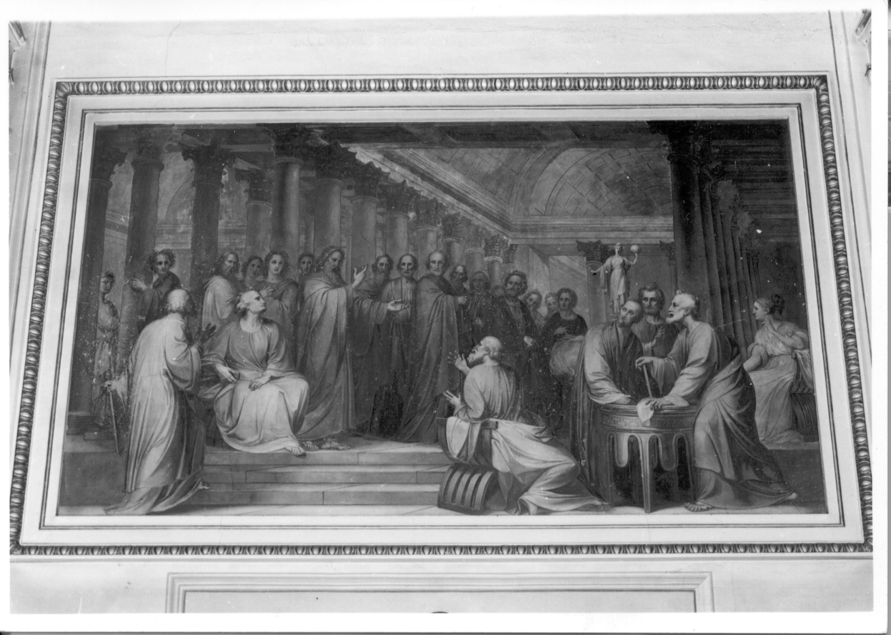 discorso di San Paolo nell'areopago di Atene (dipinto, opera isolata) di Zali Giovanni Battista (metà sec. XIX)