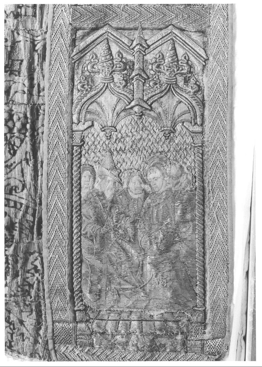Cristo davanti a Erode (decorazione a ricamo, elemento d'insieme) - bottega fiammingo-borgognona (terzo quarto sec. XV)