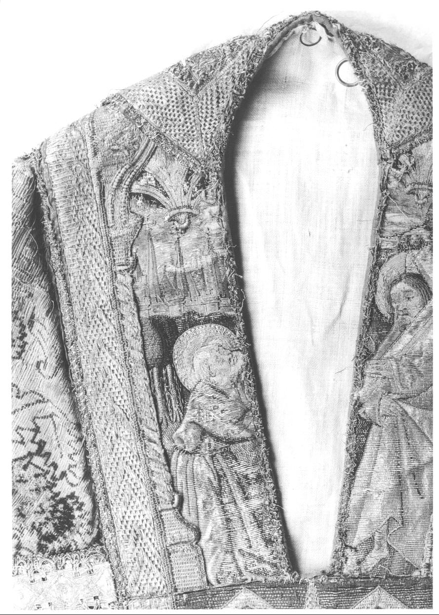 Cristo appare a San Pietro alle porte di Roma (decorazione a ricamo, elemento d'insieme) - bottega fiammingo-borgognona (terzo quarto sec. XV)