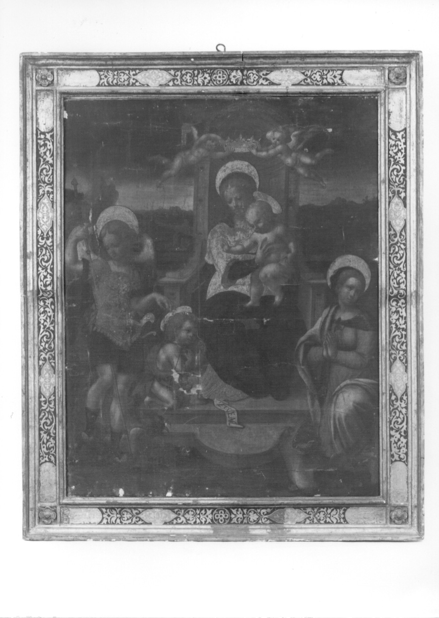 Madonna con Bambino con San Michele, Santa Margherita e San Giovannino (dipinto, opera isolata) - ambito ligure-piemontese (prima metà sec. XVI)