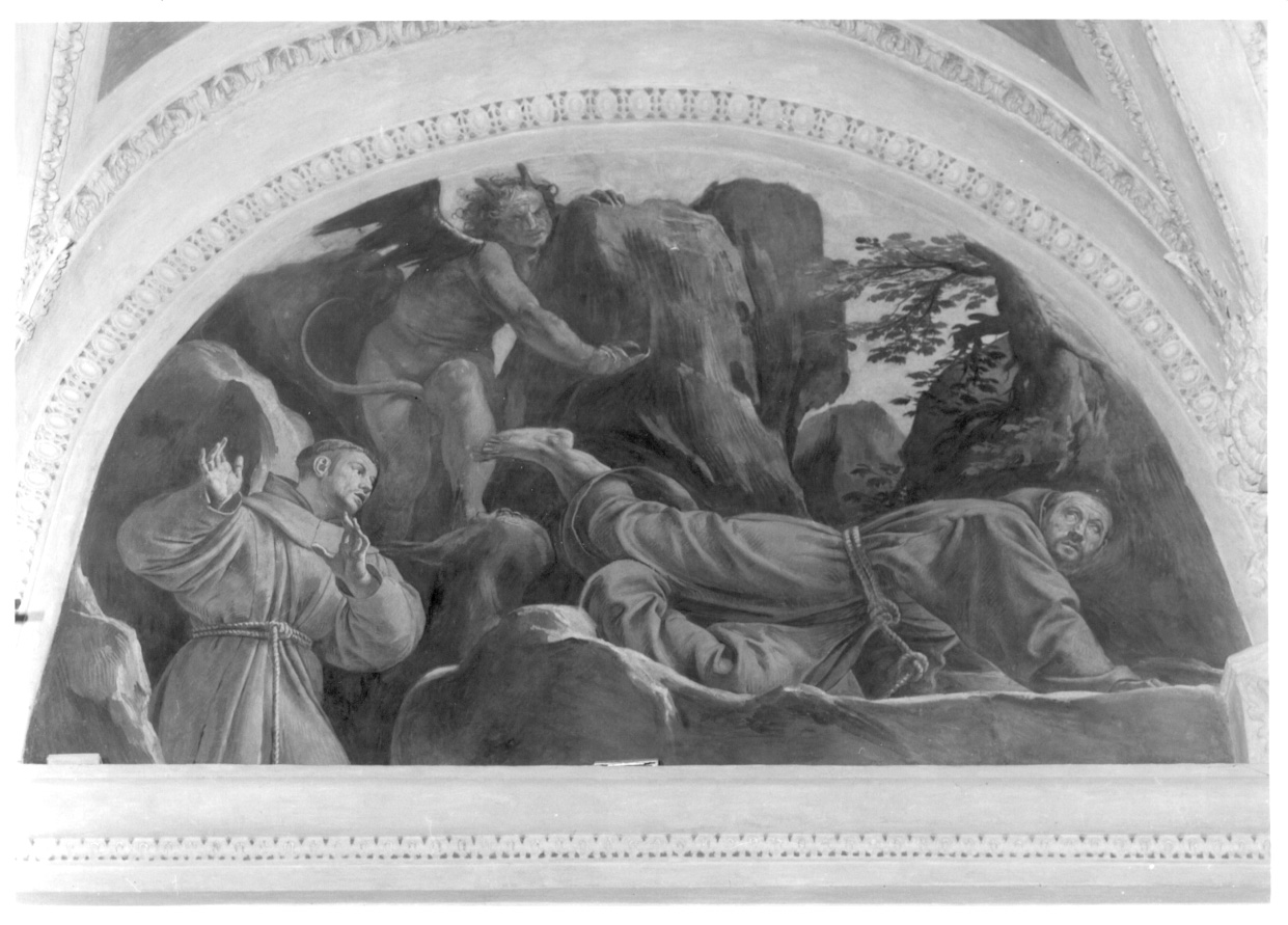 San Francesco d'Assisi tentato dal diavolo (dipinto, elemento d'insieme) di D'Enrico Antonio di Giovanni detto Tanzio da Varallo, D'Enrico Melchiorre (secondo quarto sec. XVII)