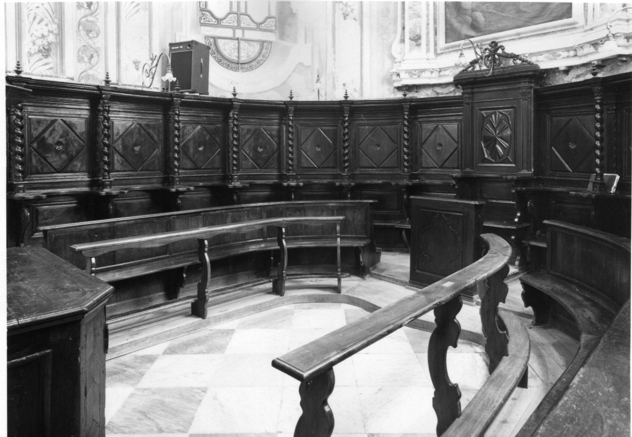 stalli del coro, opera isolata - ambito ligure (seconda metà, terzo quarto sec. XVIII, sec. XX)
