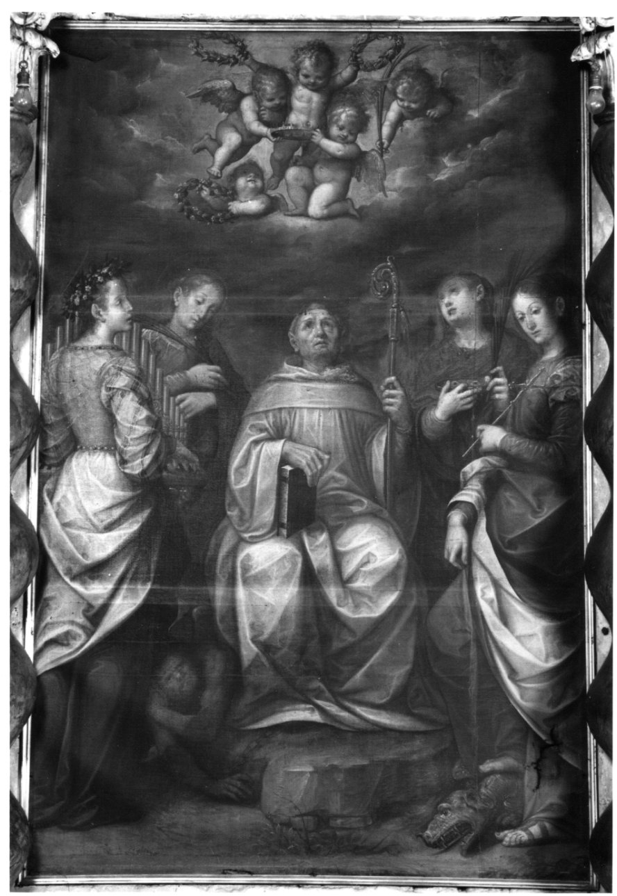 San Bernardo con Santa Cecilia, Santa Barbara, Santa Lucia e Santa Margherita d'Antiochia (dipinto, opera isolata) di Caccia Orsola Maddalena (primo quarto sec. XVII)