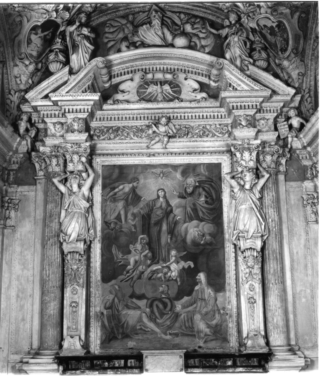 angeli e motivi decorativi fitomorfi (mostra d'altare, opera isolata) - ambito luganese (metà sec. XVII)