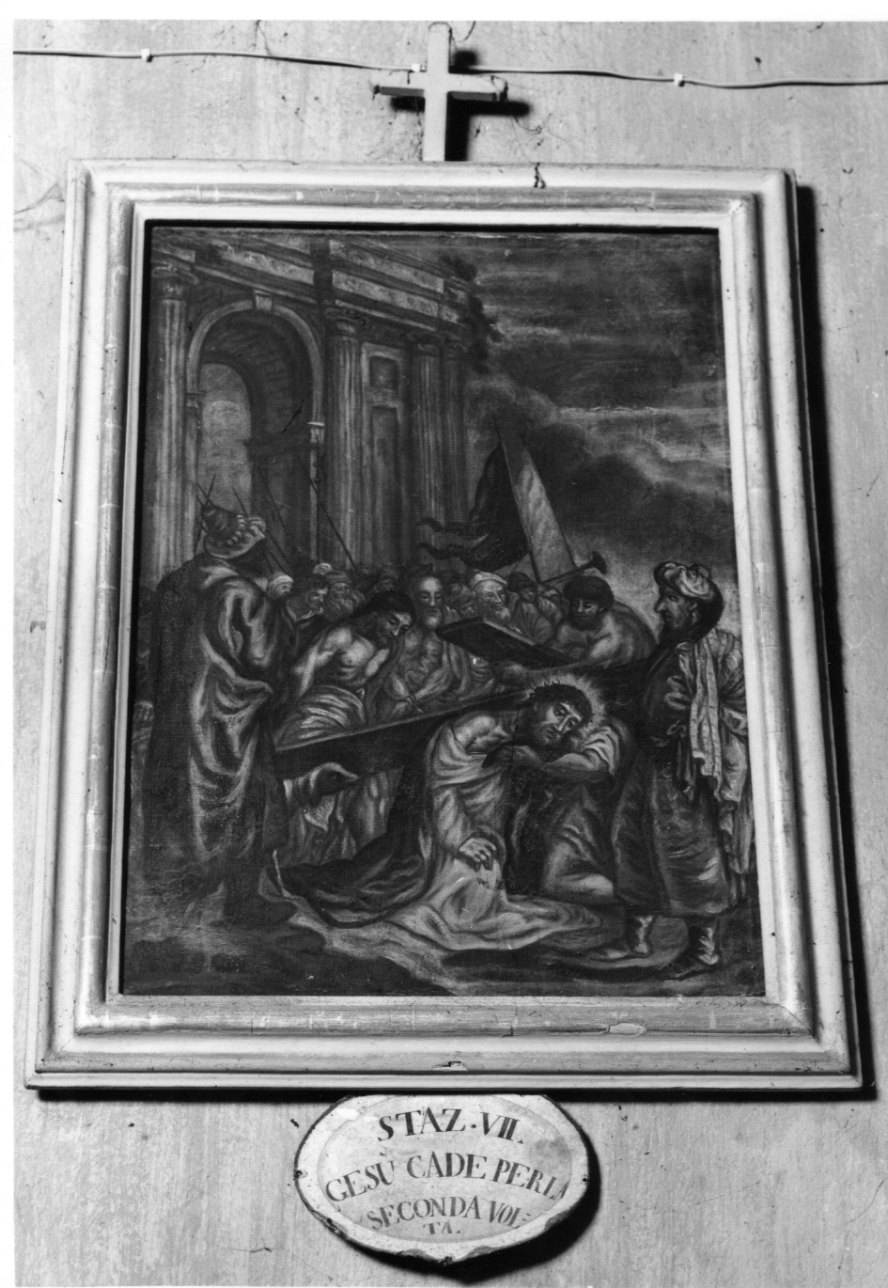 stazione VII: Gesù cade sotto la croce la seconda volta (dipinto, elemento d'insieme) - ambito astigiano (seconda metà sec. XVIII)