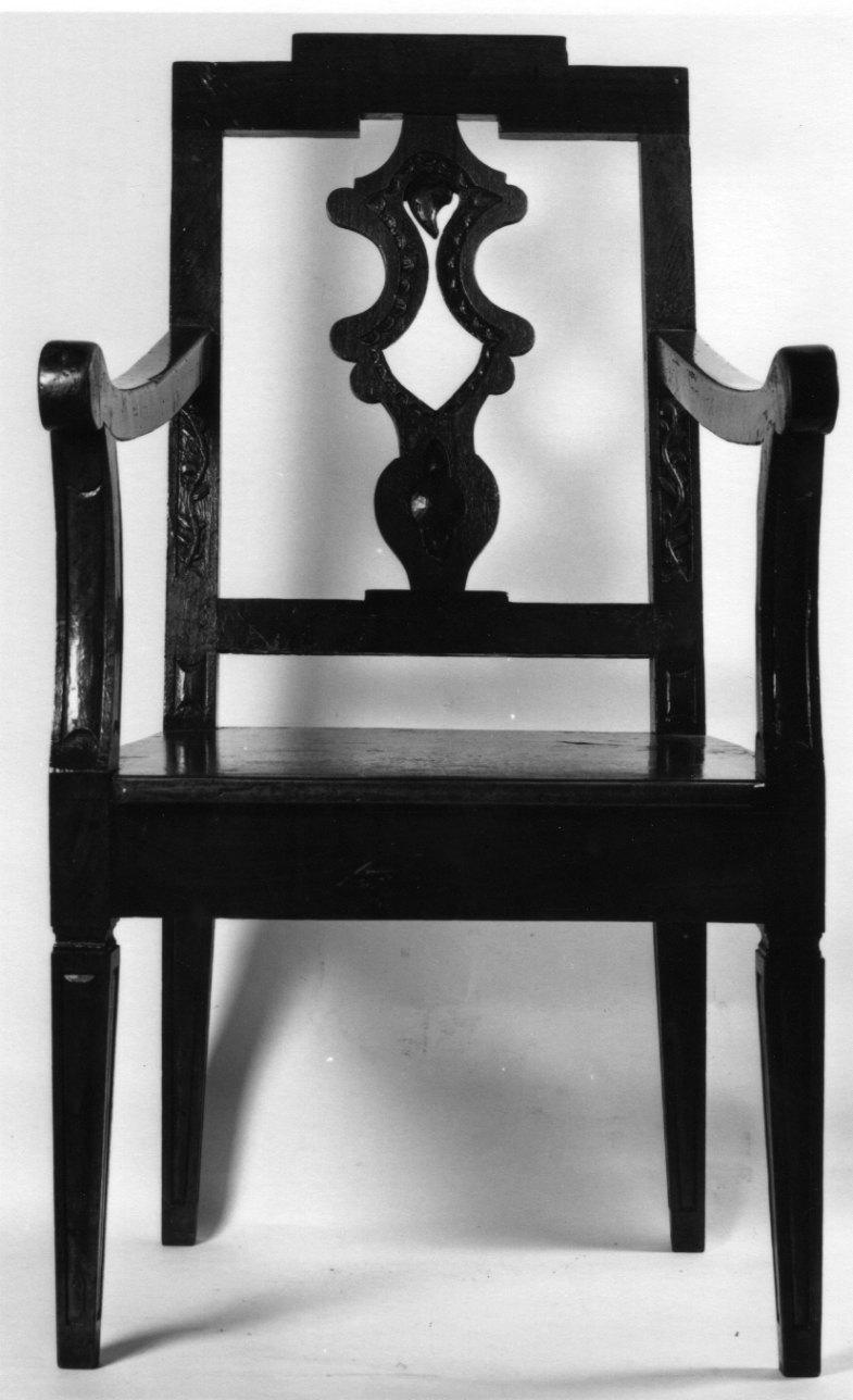 sedia - a braccioli, opera isolata - bottega astigiana (prima metà sec. XIX)