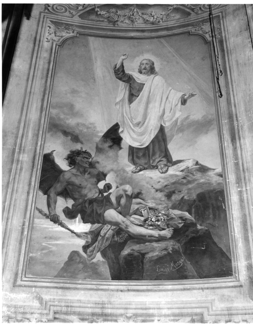 Cristo tentato sul monte (dipinto, elemento d'insieme) di Morgari Luigi (fine sec. XIX)