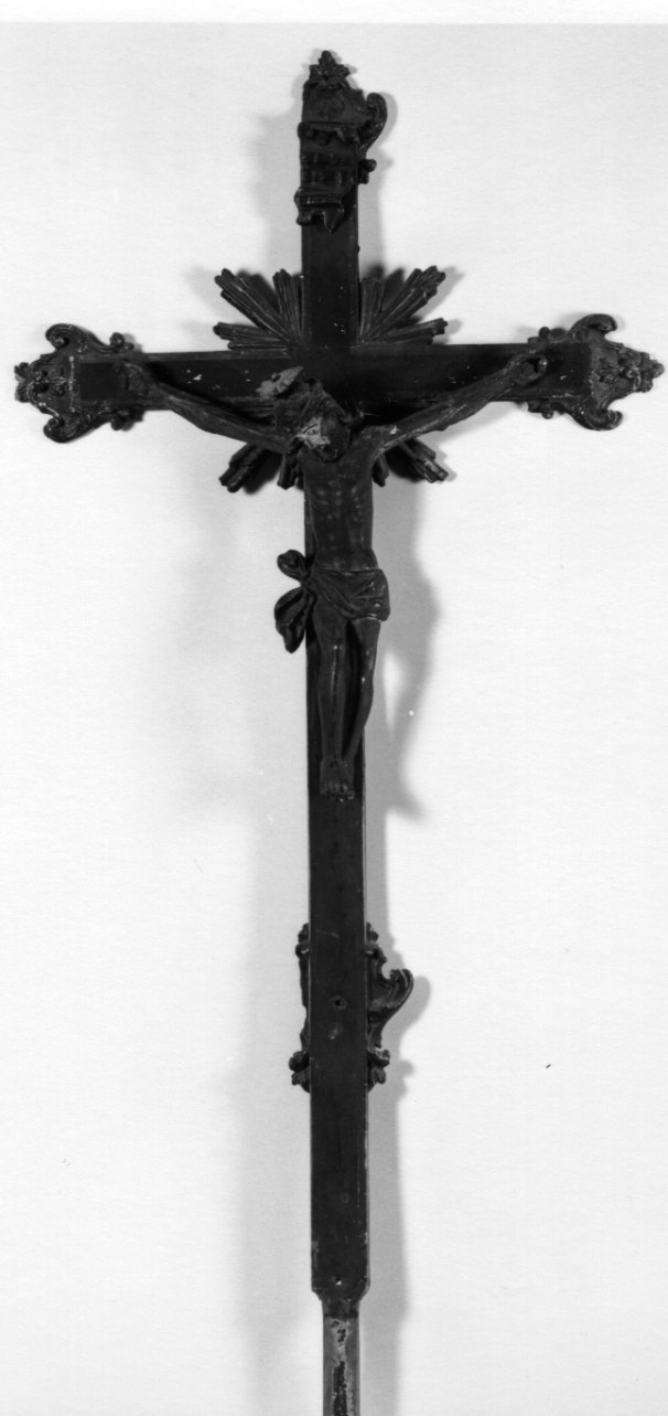 Cristo crocifisso dolente (croce processionale, opera isolata) - bottega piemontese (sec. XVIII)