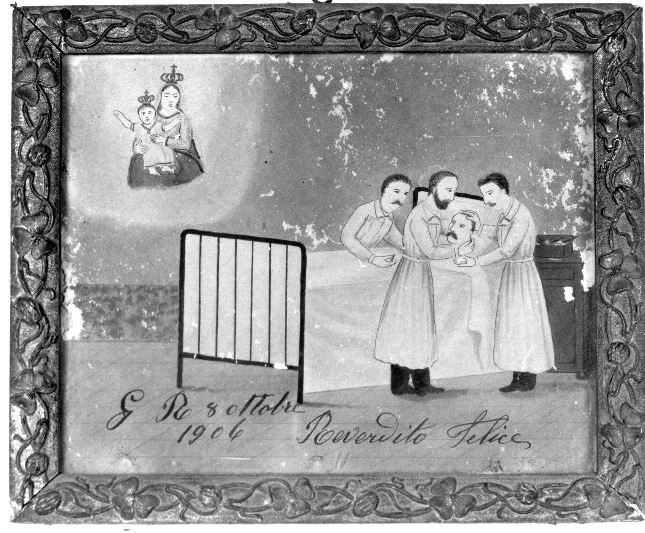 Madonna delle Grazie intercede per episodio bellico (ex voto, opera isolata) - ambito astigiano (inizio sec. XX)