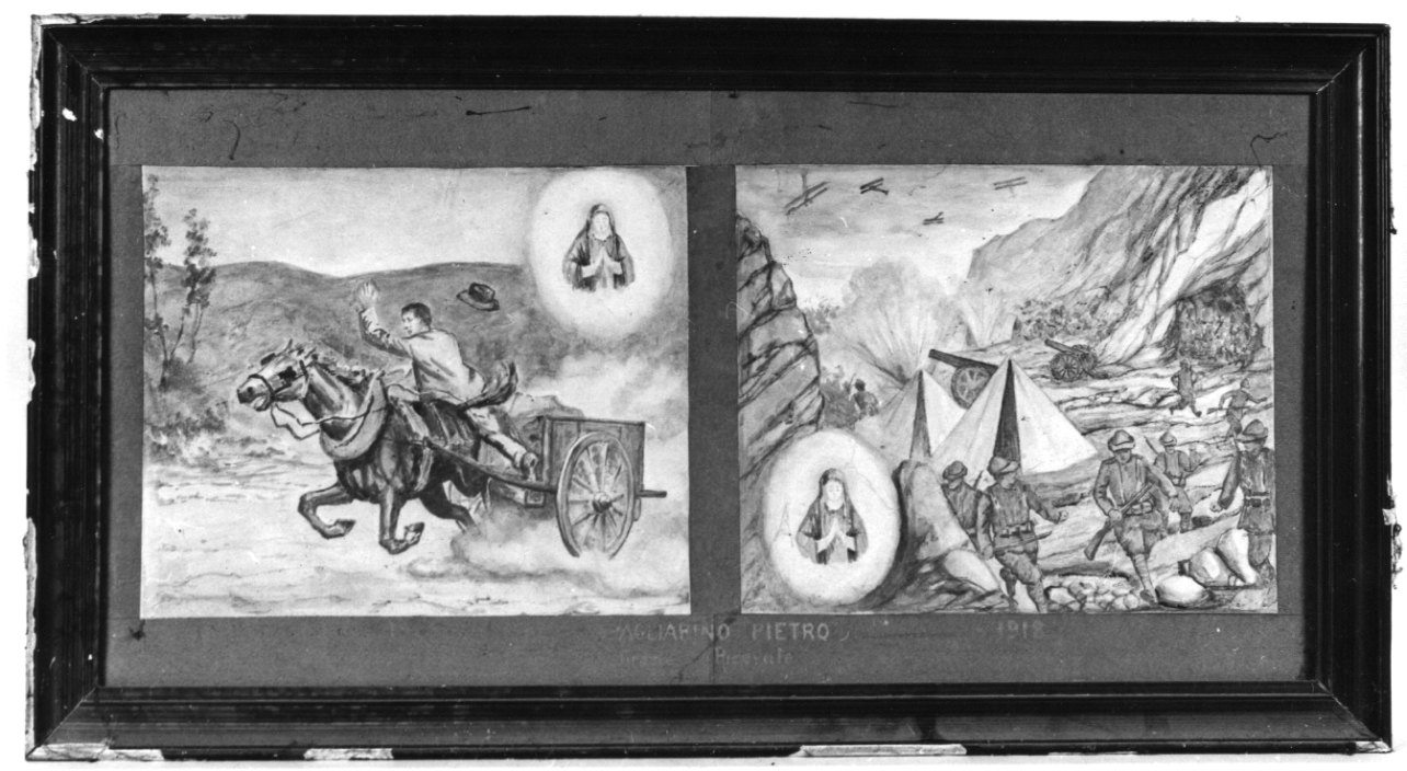 Madonna delle Grazie intercede per incidente con il carro (ex voto, elemento d'insieme) - ambito astigiano (primo quarto sec. XX)