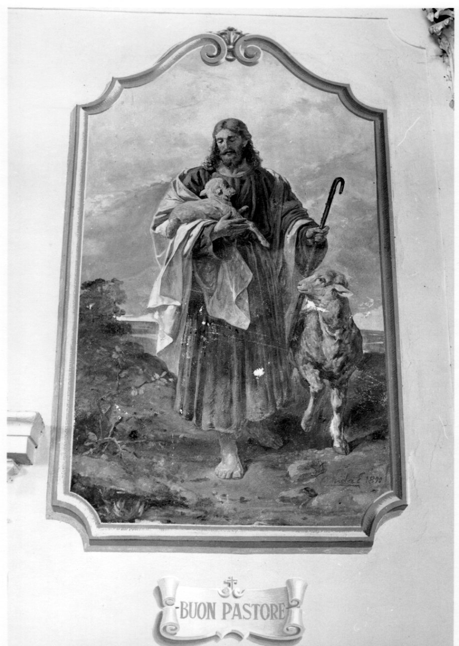 Cristo Buon Pastore (dipinto, elemento d'insieme) di Crida Enrico (ultimo quarto sec. XIX)