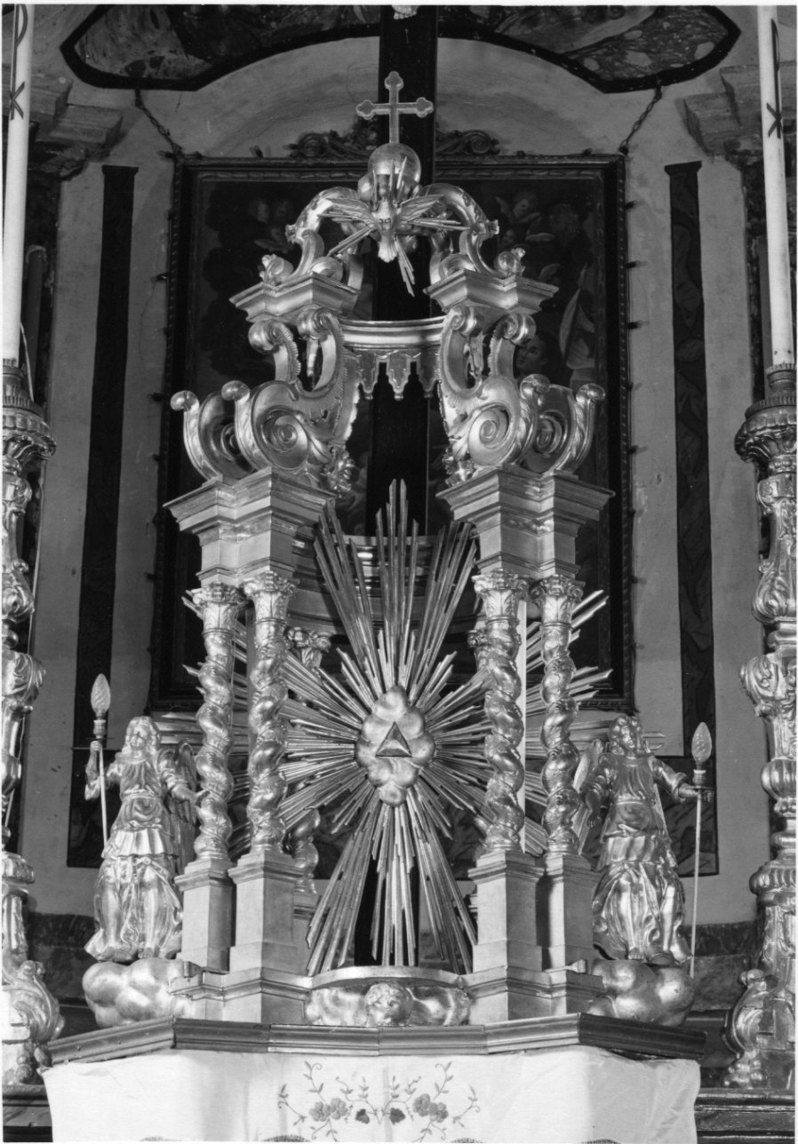 simbolo tripartito della Trinità (tronetto per esposizione eucaristica, opera isolata) - ambito piemontese (seconda metà sec. XIX)