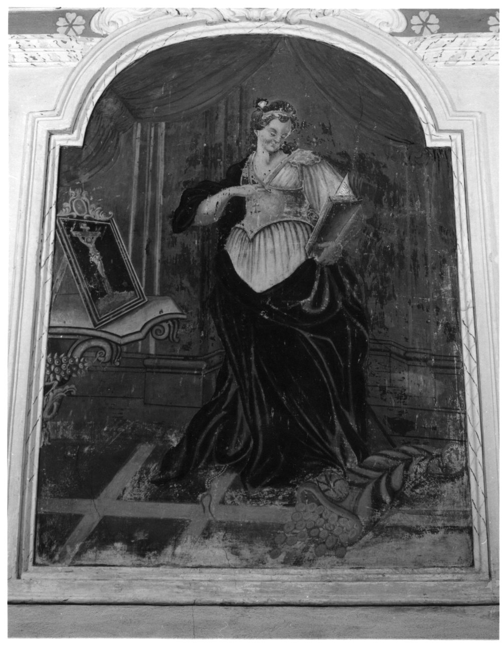 Santa Margherita d'Antiochia sottomette il drago con la croce (dipinto, opera isolata) - ambito astigiano (metà sec. XVIII)