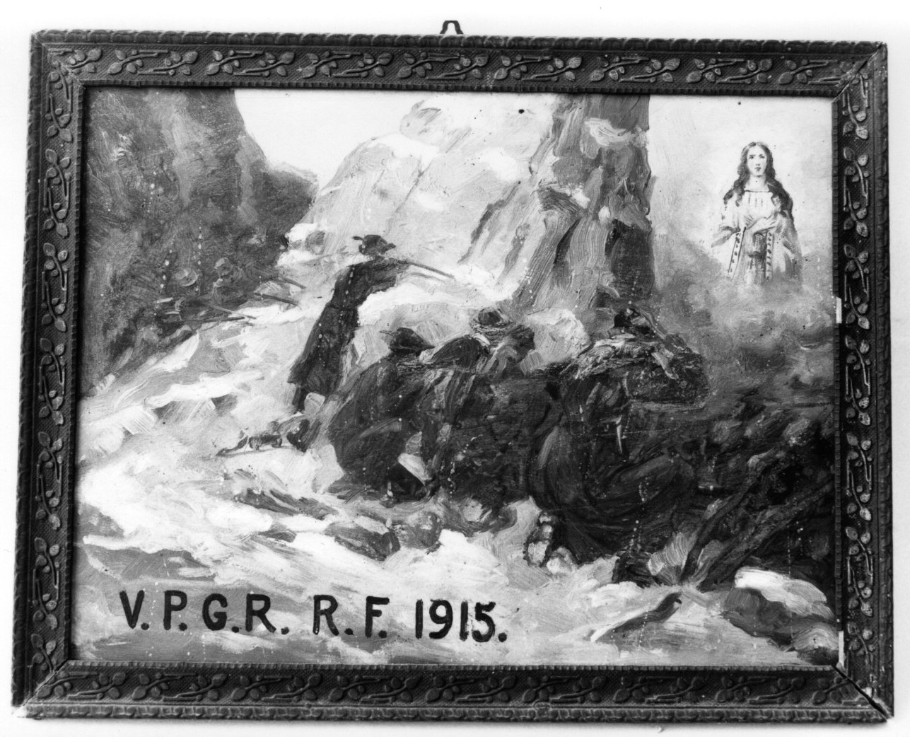 Madonna intercede per episodio bellico (ex voto, opera isolata) - ambito astigiano (primo quarto sec. XX)