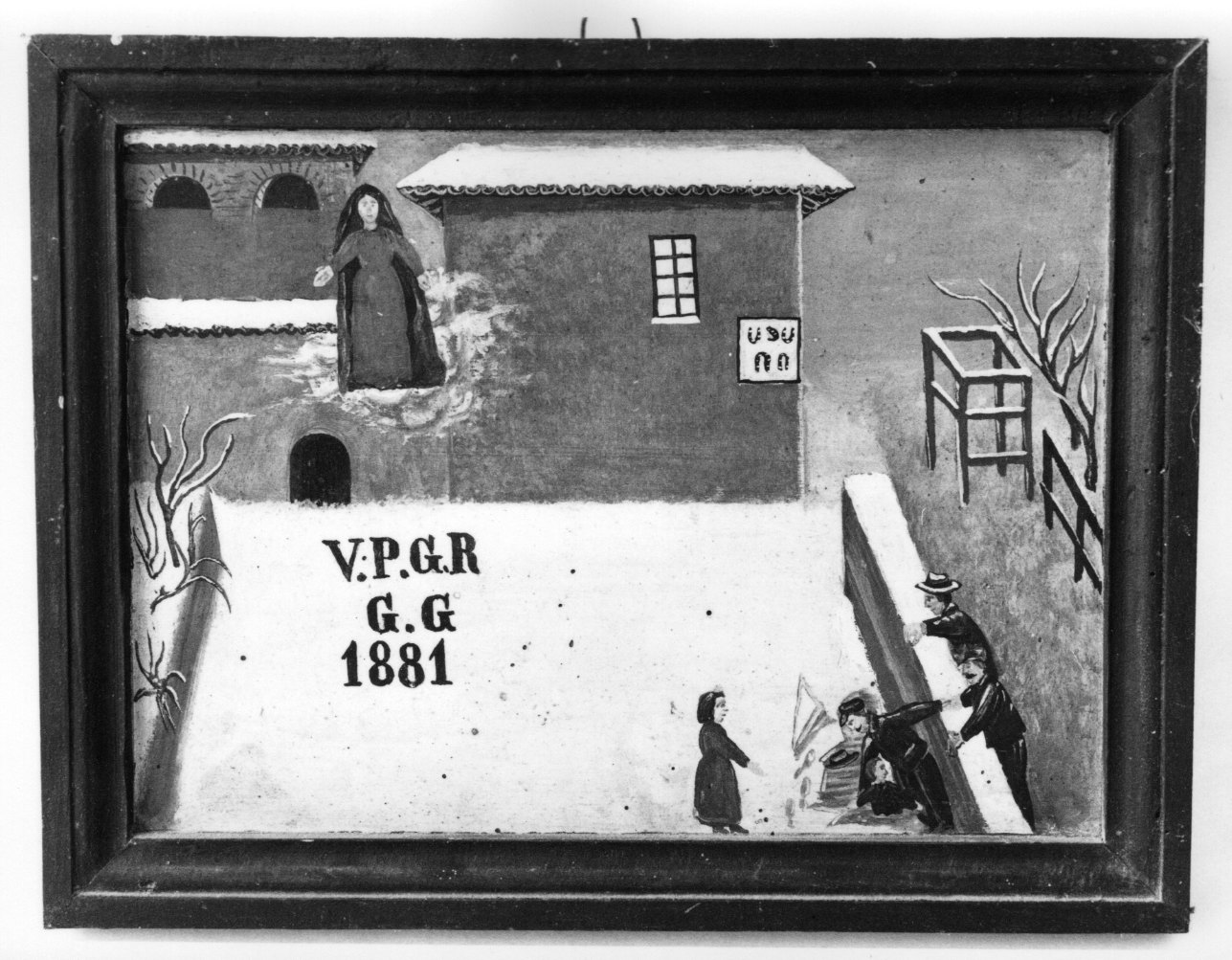 Madonna della Misericordia intercede per infortunio in campagna (ex voto, opera isolata) - ambito astigiano (ultimo quarto sec. XIX)