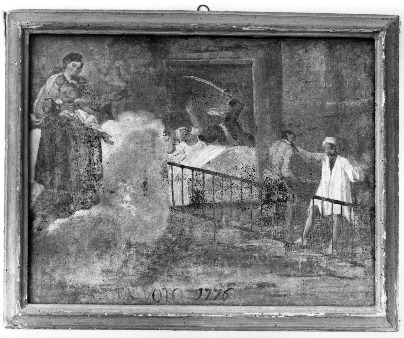 Madonna con Bambino e Sant'Antonio da Padova intercedono per episodio di aggressione (ex voto, opera isolata) - ambito astigiano (ultimo quarto sec. XVIII)