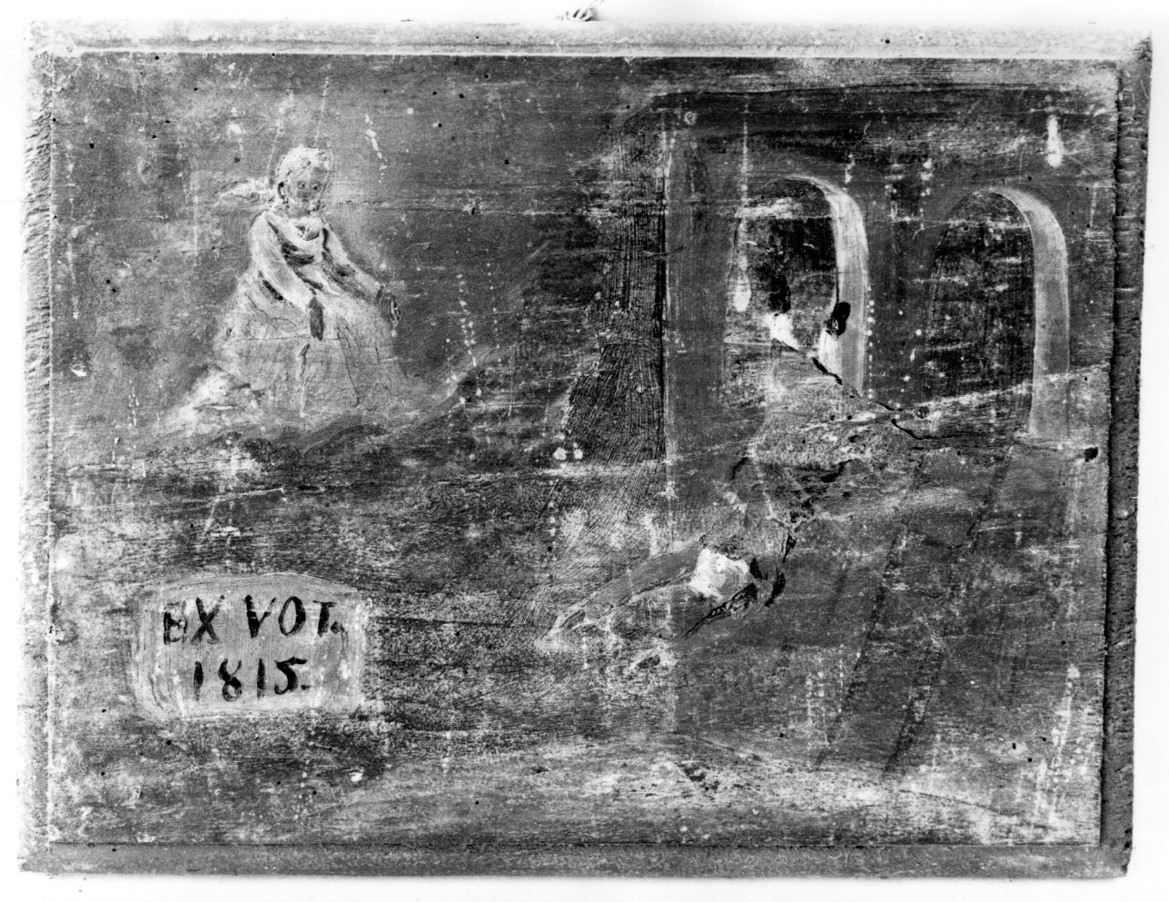 Madonna della Misericordia intercede per infortunio in campagna (ex voto, opera isolata) - ambito astigiano (prima metà sec. XIX)