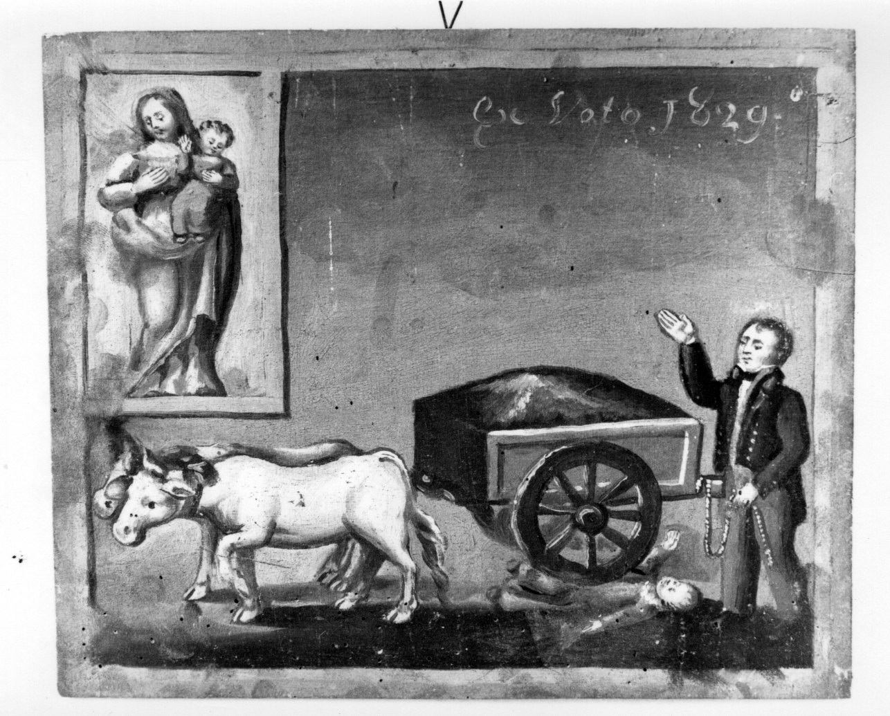 Madonna con Bambino intercede per incidente con un carro (ex voto, opera isolata) - ambito astigiano (prima metà sec. XIX)