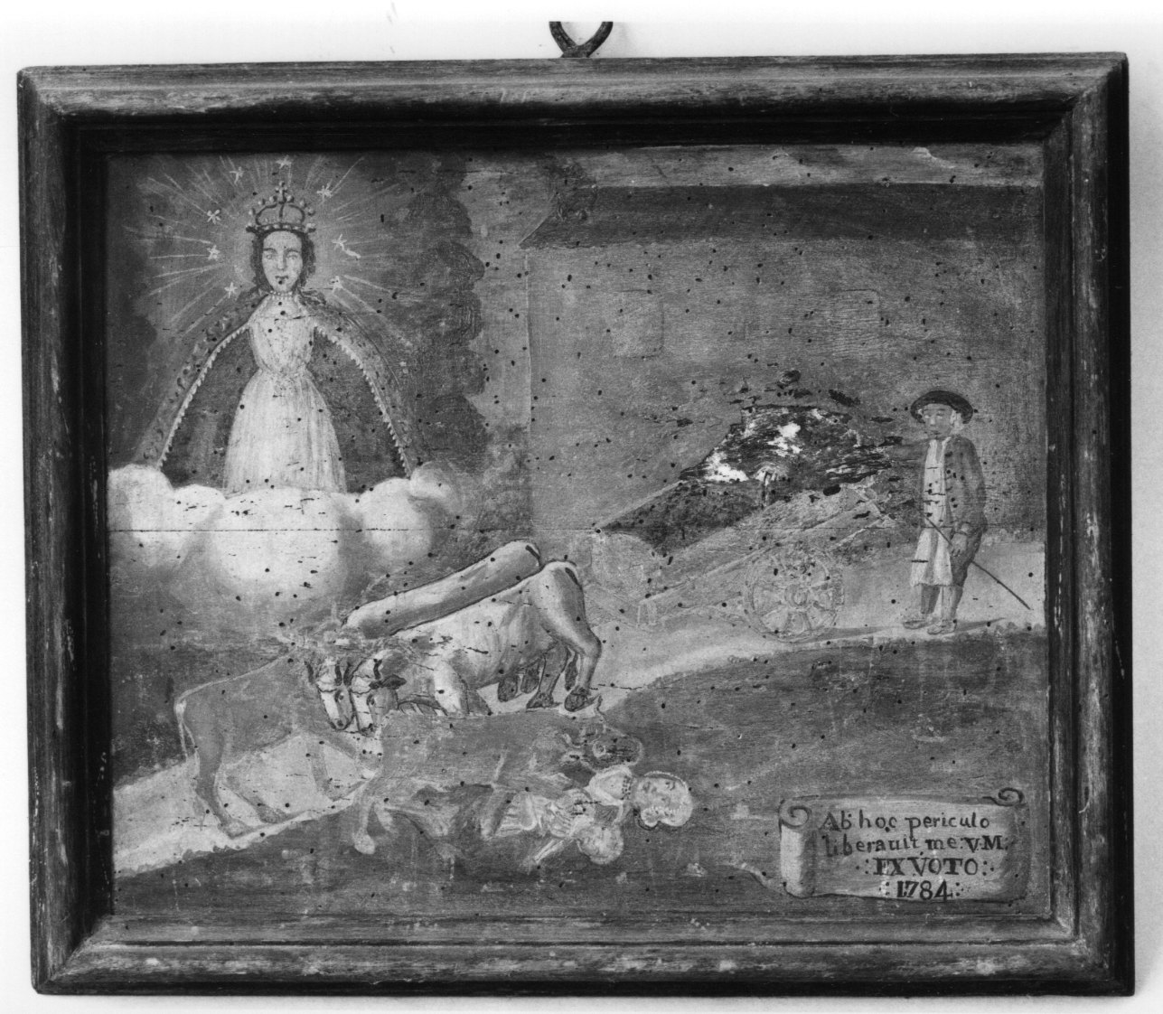 Madonna della Misericordia intercede per incidente con un carro (ex voto, opera isolata) - ambito astigiano (ultimo quarto sec. XVIII)