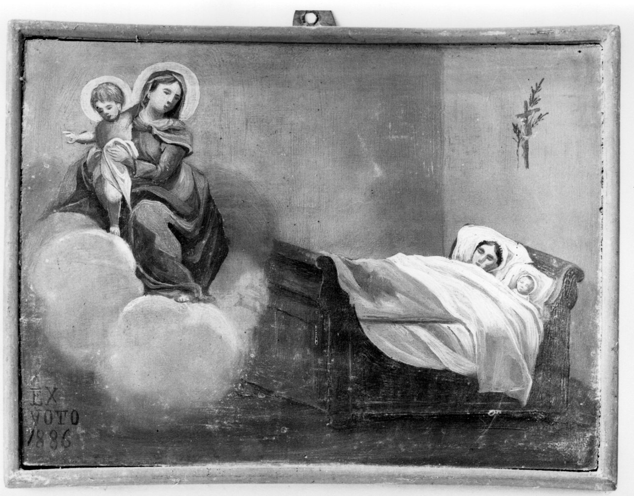 Madonna con Bambino intercede per partoriente (ex voto, opera isolata) - ambito astigiano (ultimo quarto sec. XIX)