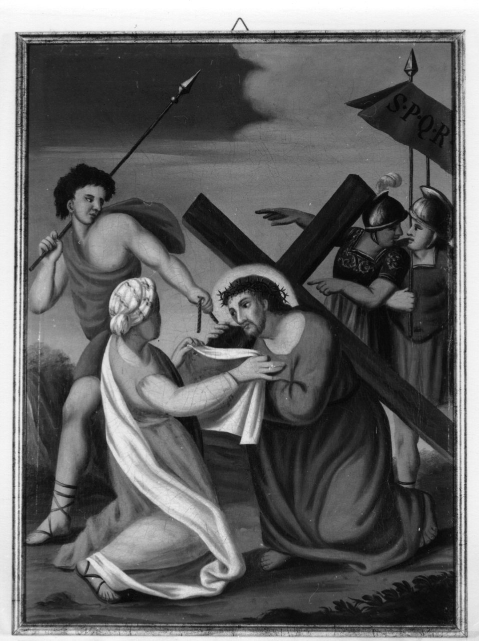 stazione VI: Gesù asciugato dalla Veronica (dipinto) di Ramello Michelangelo (secondo quarto sec. XIX)
