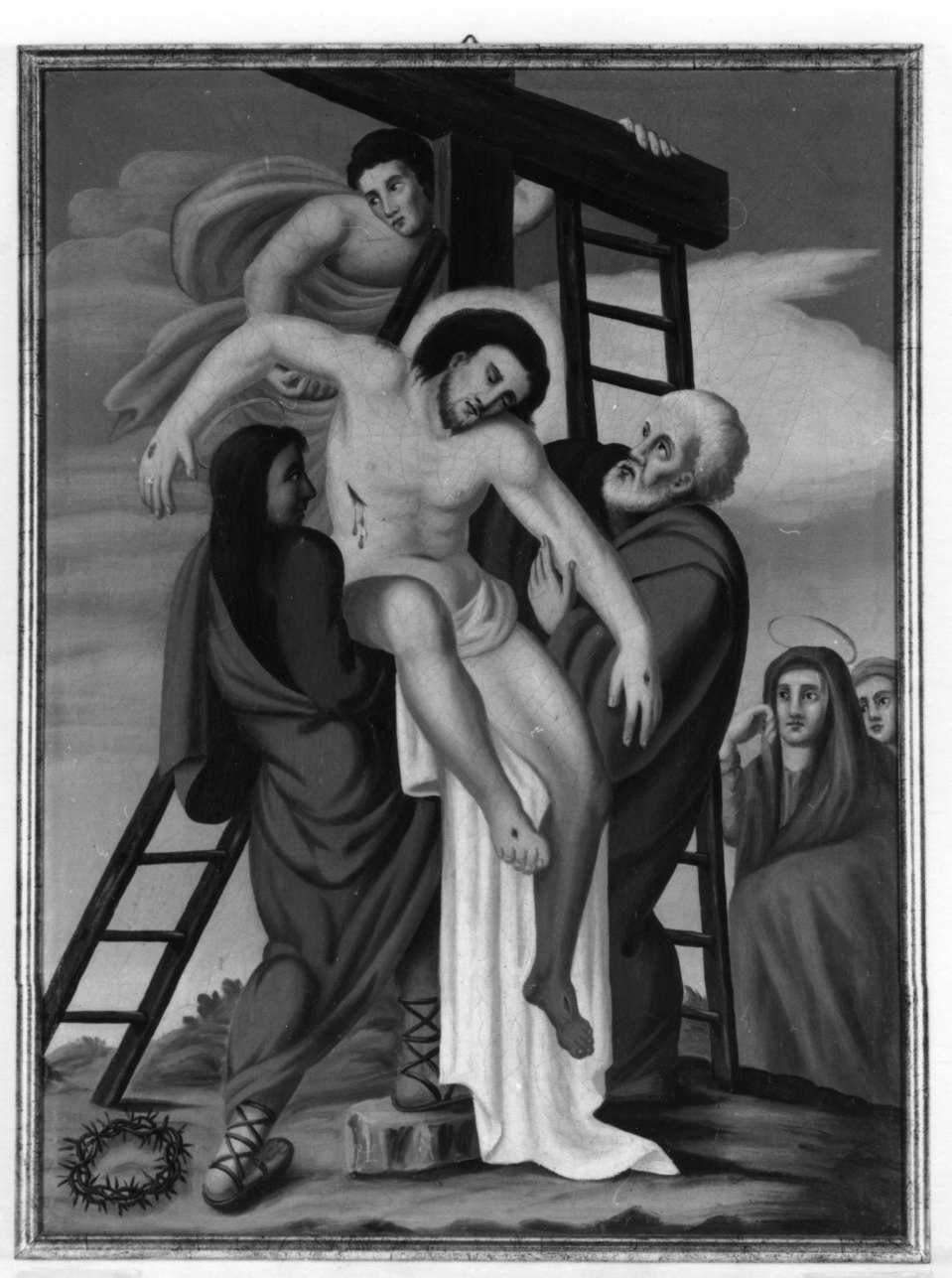 stazione XIII: Gesù deposto dalla croce (dipinto) di Ramello Michelangelo (secondo quarto sec. XIX)