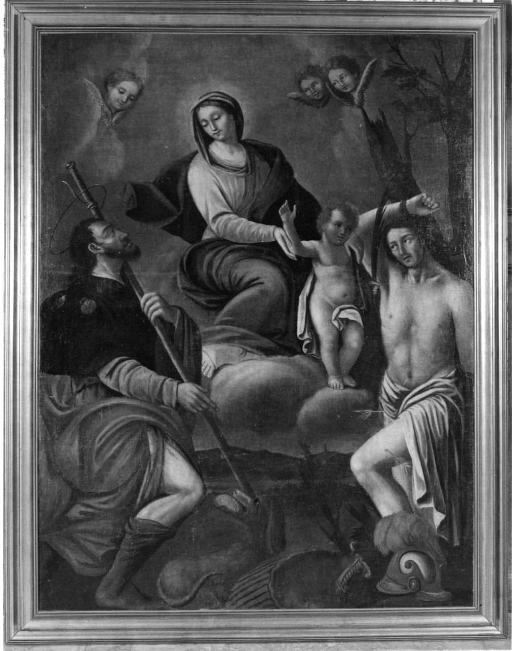 Madonna con Bambino, San Rocco e San Sebastiano (dipinto, opera isolata) - ambito astigiano (prima metà sec. XVII)