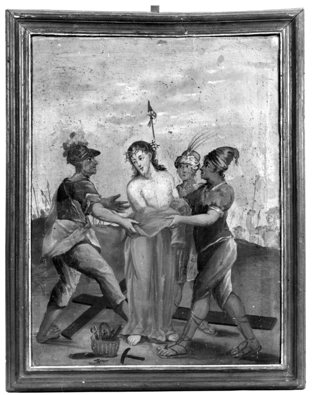 stazione X: Gesù spogliato e abbeverato di fiele (dipinto, elemento d'insieme) - ambito astigiano (sec. XIX)