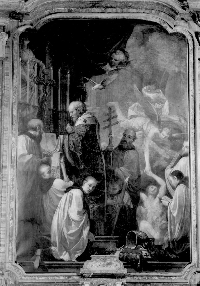 San Gregorio libera dal purgatorio l'anima dell'imperatore Traiano (dipinto, opera isolata) di Ferrari Pietro Melchiorre (terzo quarto sec. XVIII)