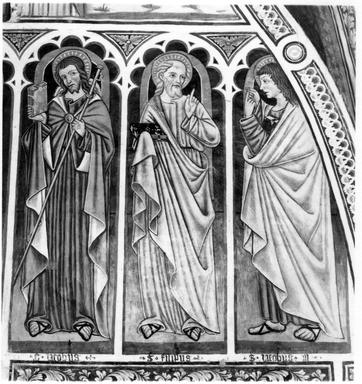 San Giacomo il Maggiore, San Filippo e San Giacomo il Minore (dipinto) di Maestro di Roccaverano (ultimo quarto sec. XV)