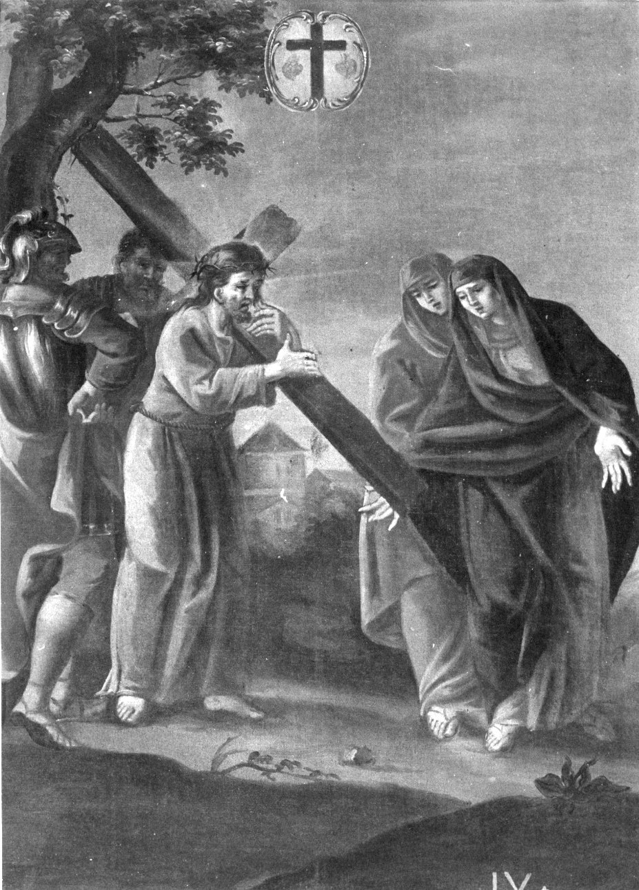 stazione IV: Gesù incontra la Madonna (dipinto) - ambito piemontese (ultimo quarto sec. XIX)