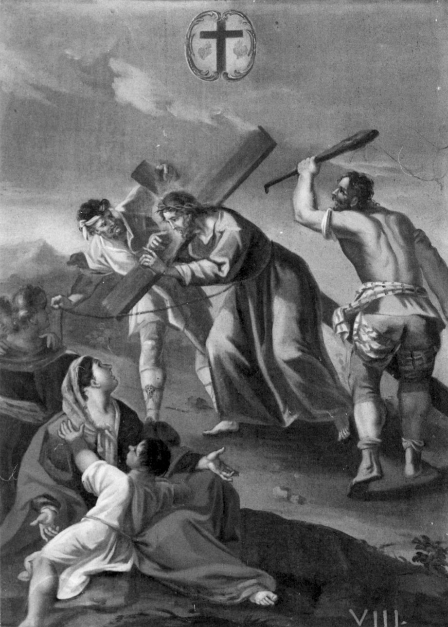 stazione VIII: Gesù consola le donne di Gerusalemme (dipinto) - ambito piemontese (ultimo quarto sec. XIX)