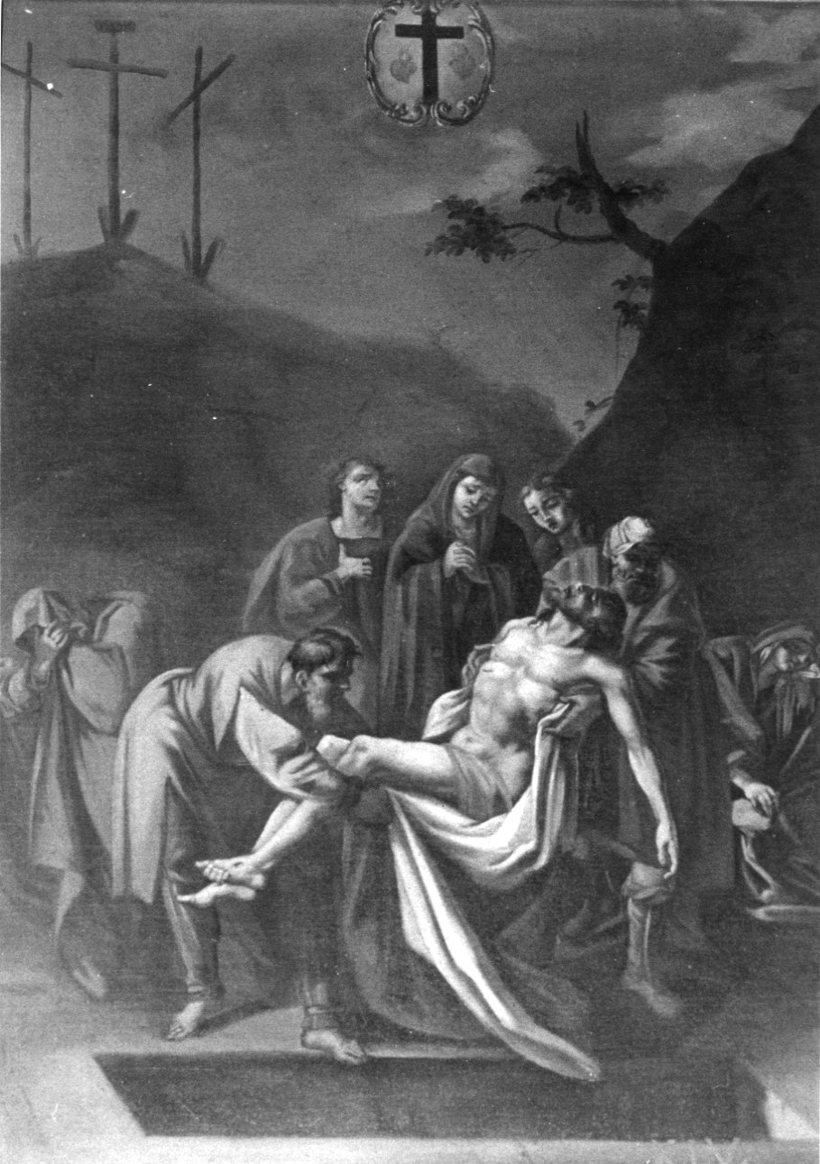 stazione XIV: Gesù deposto nel sepolcro (dipinto) - ambito piemontese (ultimo quarto sec. XIX)