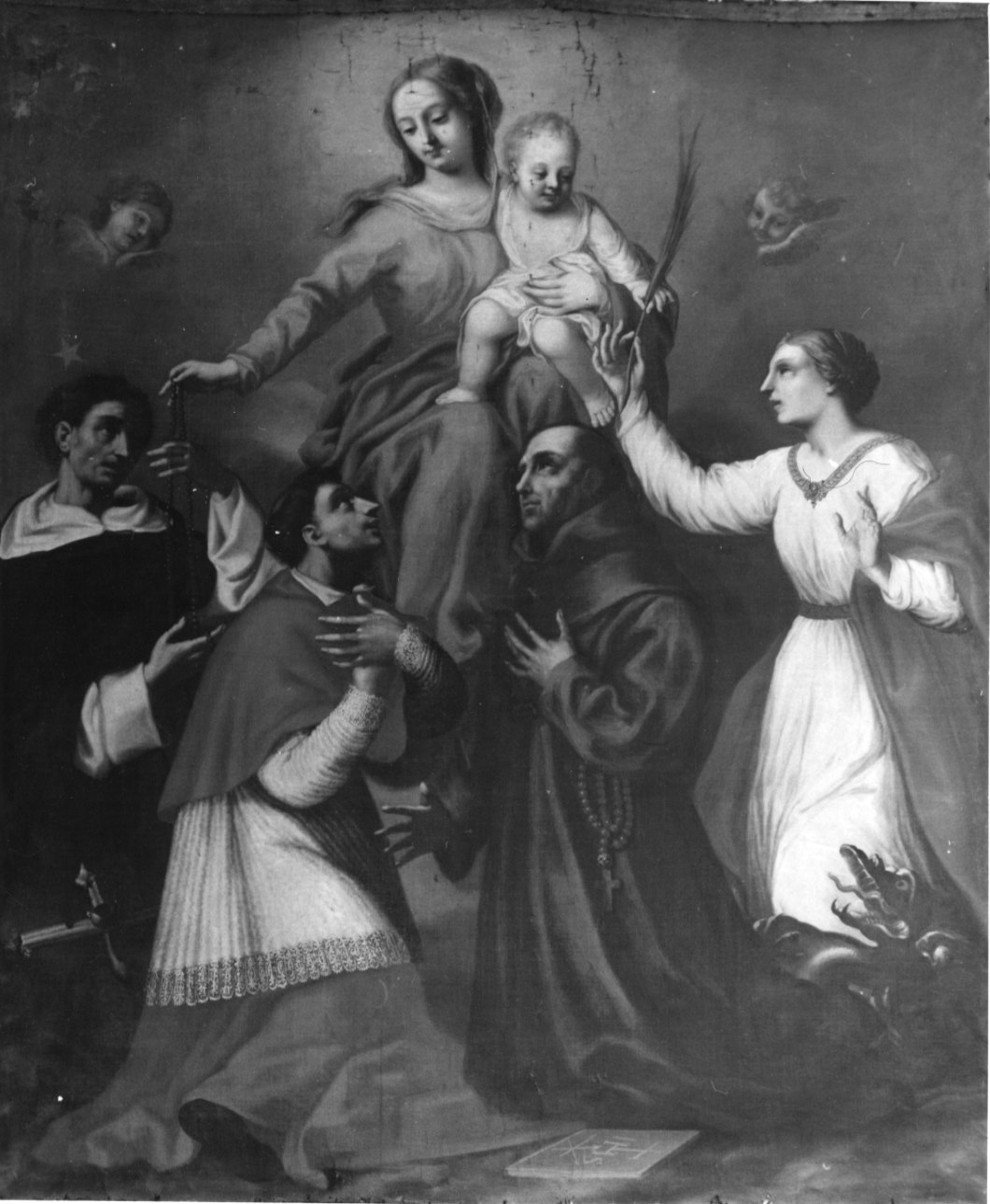 Madonna con Bambino, San Domenico, San Pietro di Lussemburgo, San Bernardino da Siena e Santa Margherita (dipinto, opera isolata) - ambito piemontese (metà sec. XVIII)