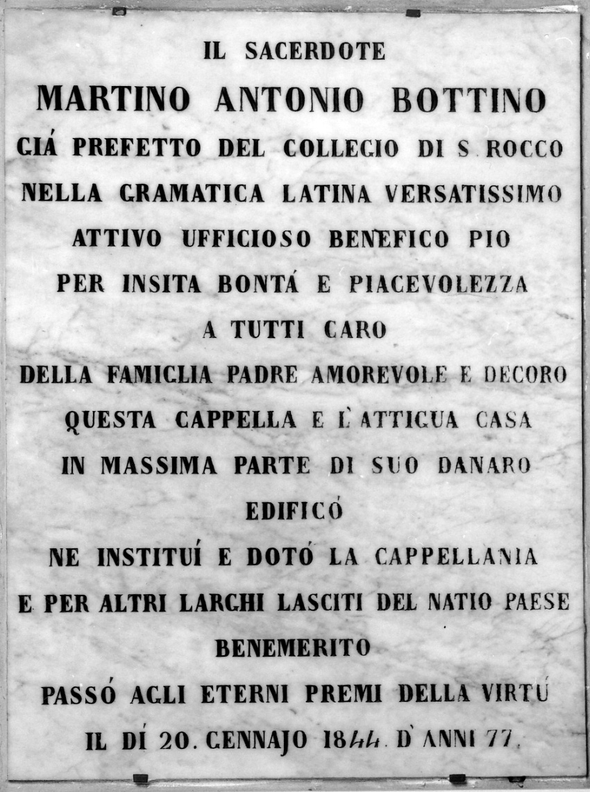 lapide commemorativa, opera isolata - bottega piemontese (metà sec. XIX)