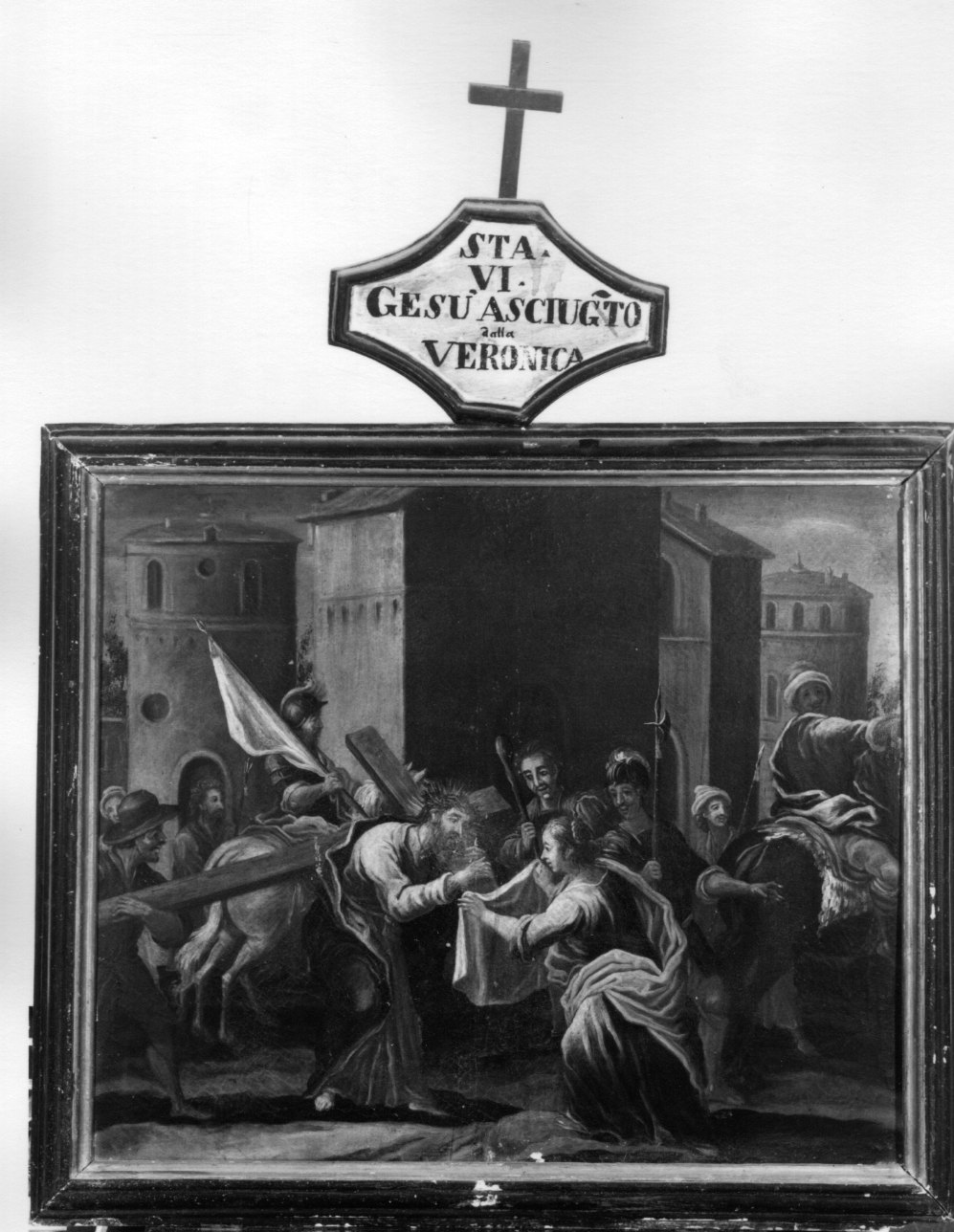 stazione VI: Gesù asciugato dalla Veronica (dipinto) di Botta Paolo Amedeo (sec. XVIII)