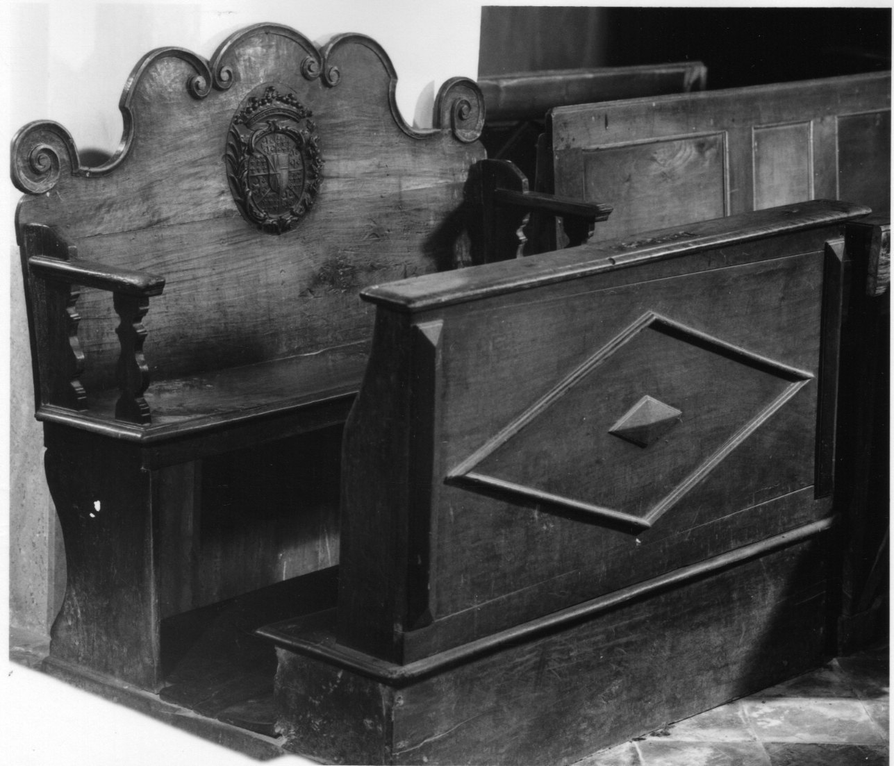 banco da chiesa, opera isolata - bottega piemontese (fine/inizio secc. XVII/ XVIII)