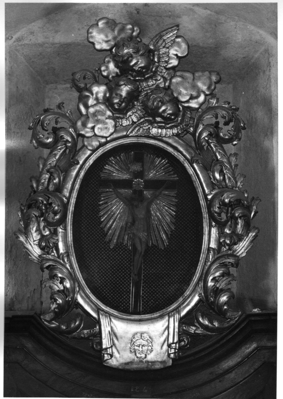 motivi decorativi vegetali con cherubini e sacra Sindone (mostra, opera isolata) - bottega piemontese (sec. XIX)