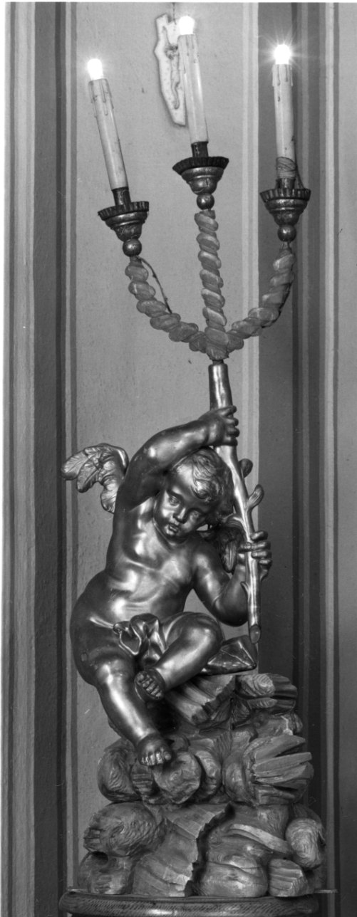 candelabro - a statuetta, opera isolata - bottega piemontese (seconda metà sec. XVIII)