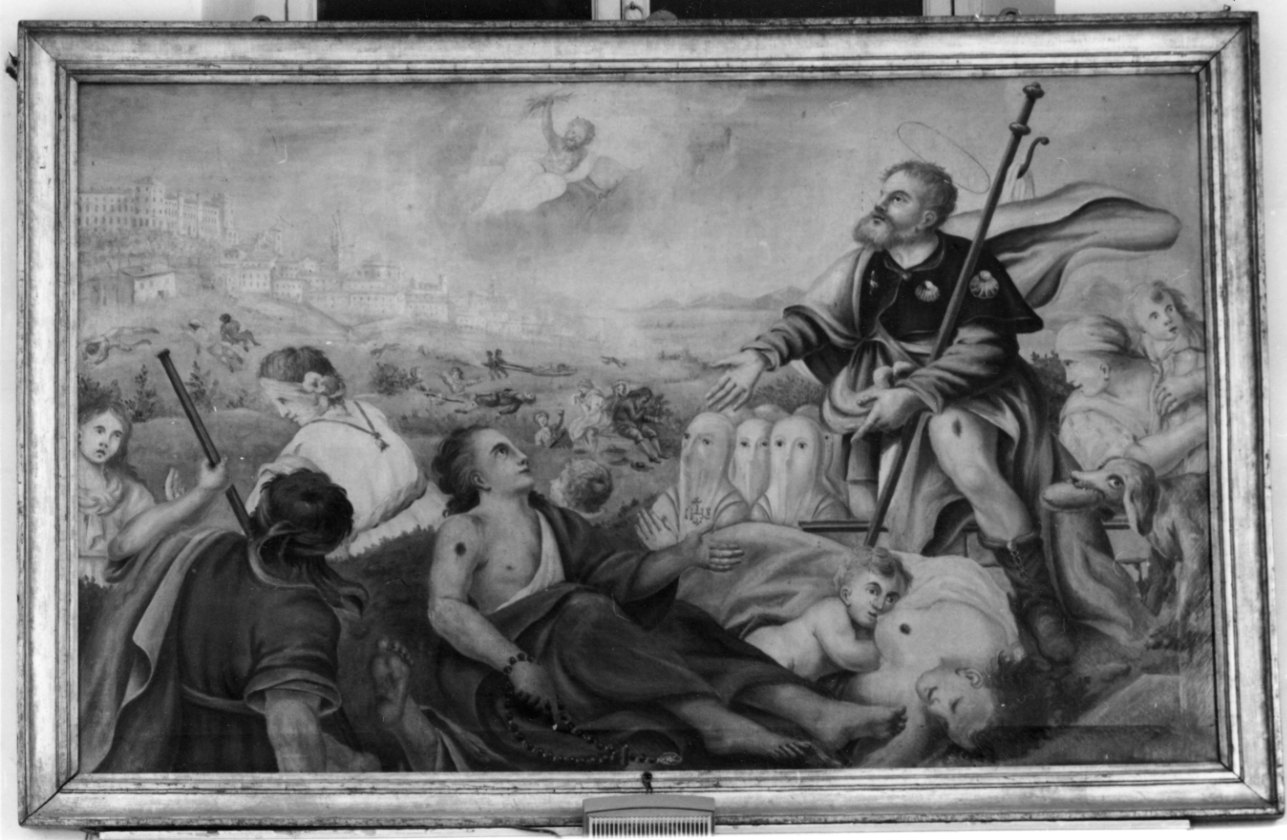 San Rocco guarisce gli appestati (dipinto, opera isolata) - ambito piemontese (ultimo quarto sec. XVIII)