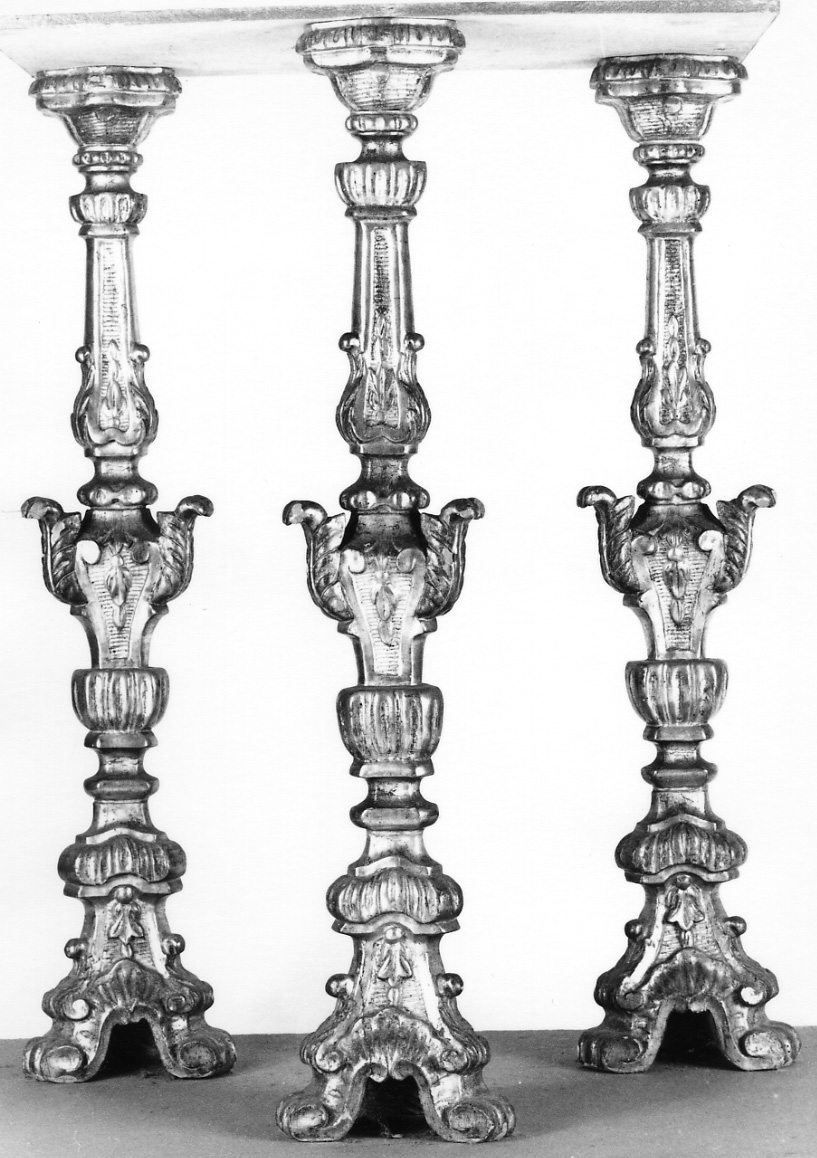 candeliere d'altare, serie - bottega piemontese (seconda metà sec. XVIII)