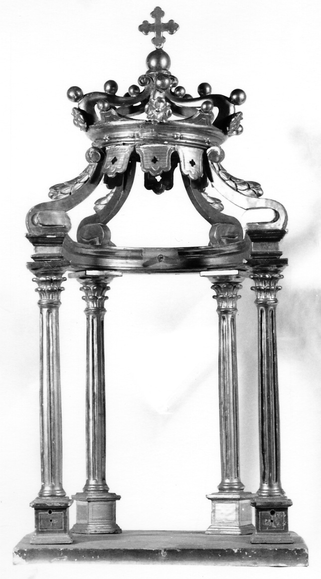 tronetto per esposizione eucaristica - a tempietto, opera isolata - bottega piemontese (seconda metà, inizio sec. XVIII, sec. XIX)