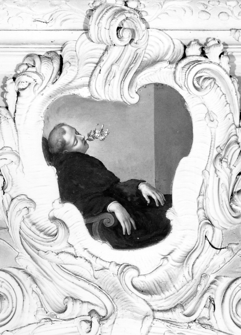 Beato addormentato con giglio in bocca (dipinto) di Aliberti Giovanni Carlo (fine/inizio secc. XVII/ XVIII)