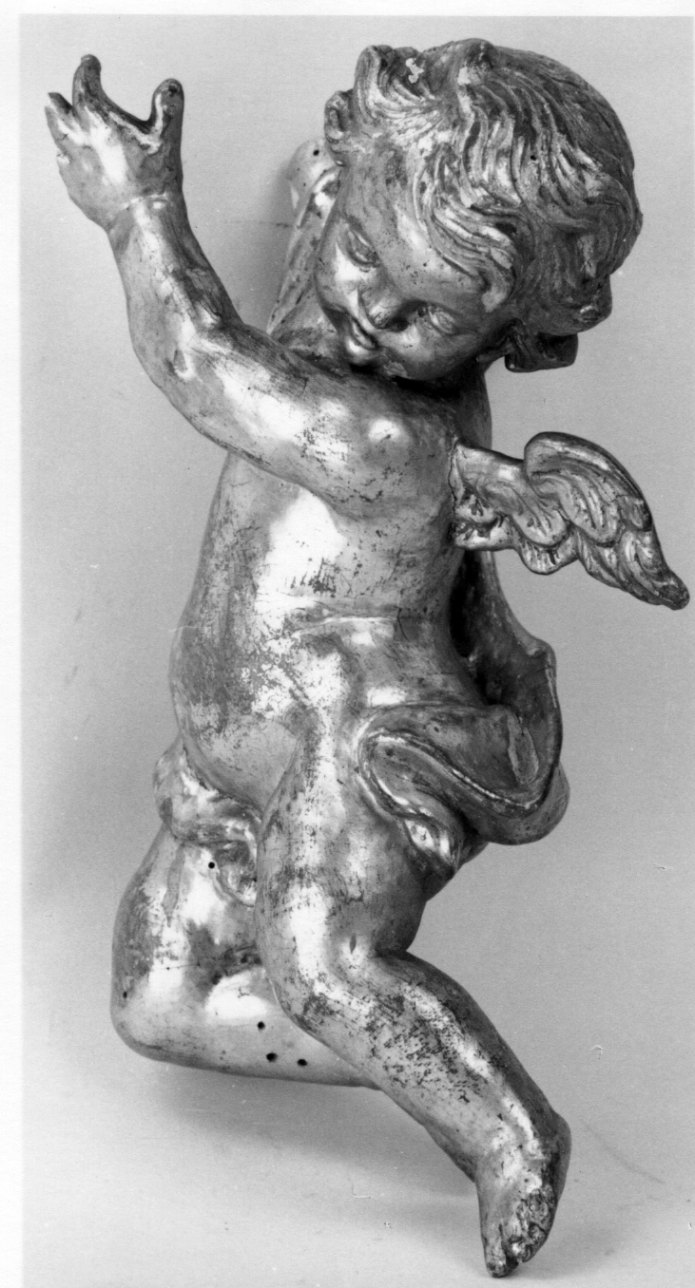 angeli reggicortina (statuetta, elemento d'insieme) - bottega piemontese (prima metà sec. XVIII)