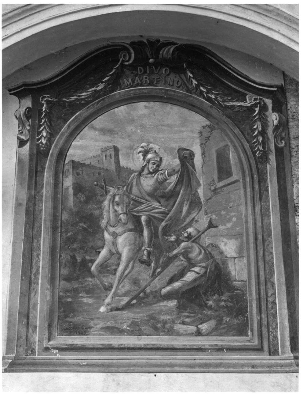 San Martino dona parte del mantello al povero (dipinto, opera isolata) di Arduino Eugenio (sec. XX)