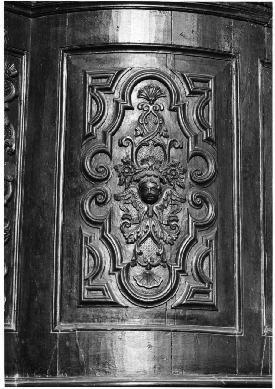 cherubini e motivi decorativi fitomorfi (rilievo, serie) - bottega piemontese (sec. XVII)